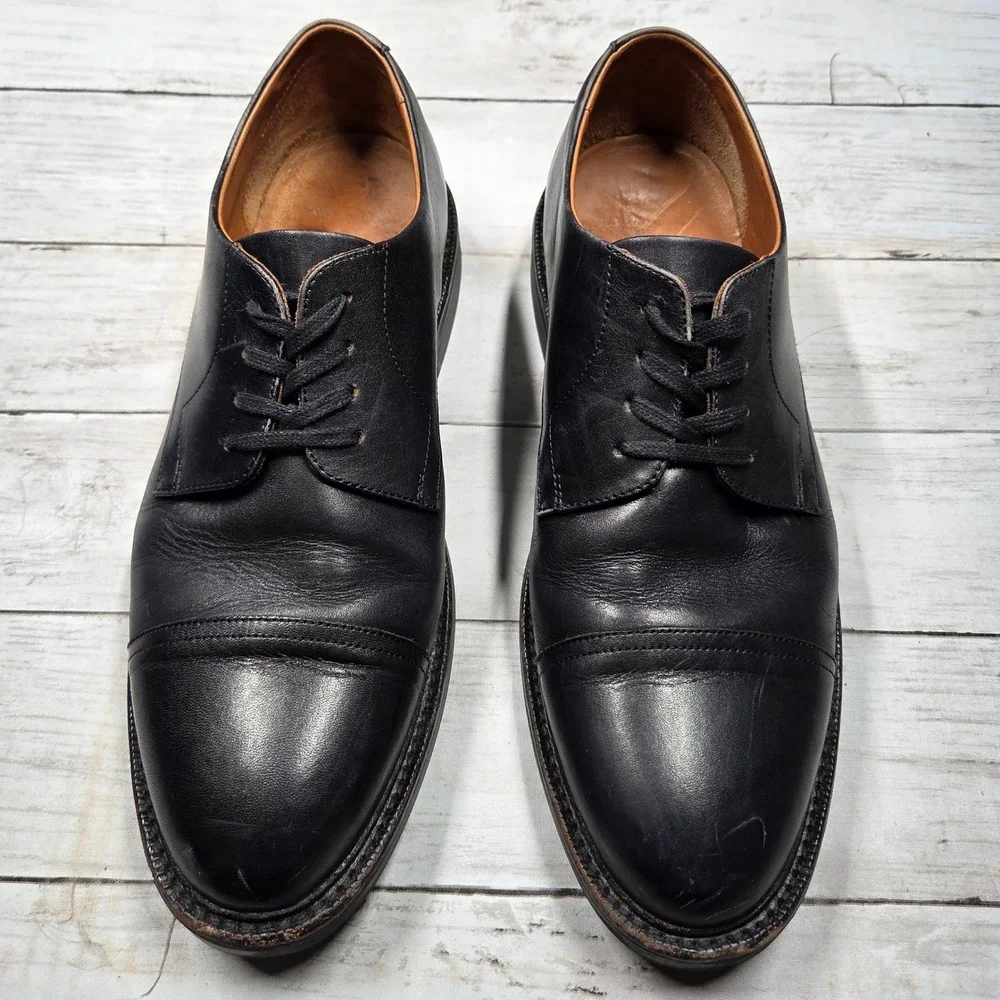 Polo Ralph Lauren Asher Captoe Dress Shoes Mens 11.5 Black Leather Lace Up